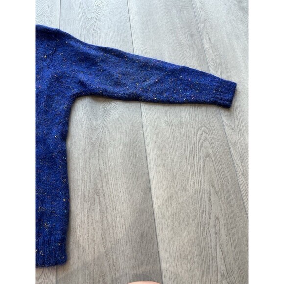 Le Moda Mohair Blend V-Neck Sweater 80's Speckled | Blue | Womens Size Medium - Picture 9 of 13
